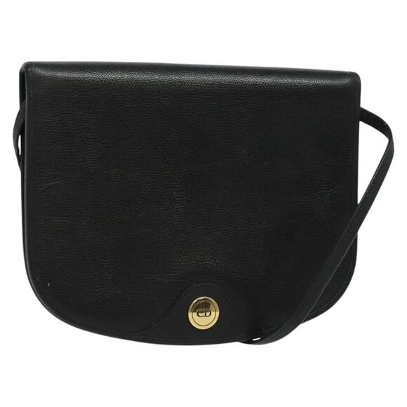 DIOR Shoulder Bag Leather Black Gold - Picture 1 of 12